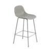 Muuto | Fiber Counter Stool Backrest | Tube Base | 65cm Grey Recycled + Grey