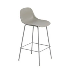 Muuto | Fiber Counter Stool Backrest | Tube Base | 65cm Grey Recycled + Grey