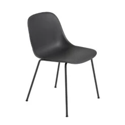 Muuto | Fiber Side Chair | Tube Base | Black Recycled + Anthracite Black