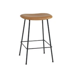 Muuto | Fiber Counter Stool | Tube Base | Cognac Refine Leather + Black ~ DC