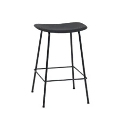 Muuto | Fiber Counter Stool | Tube Base | Black Recycled + Anthracite Black