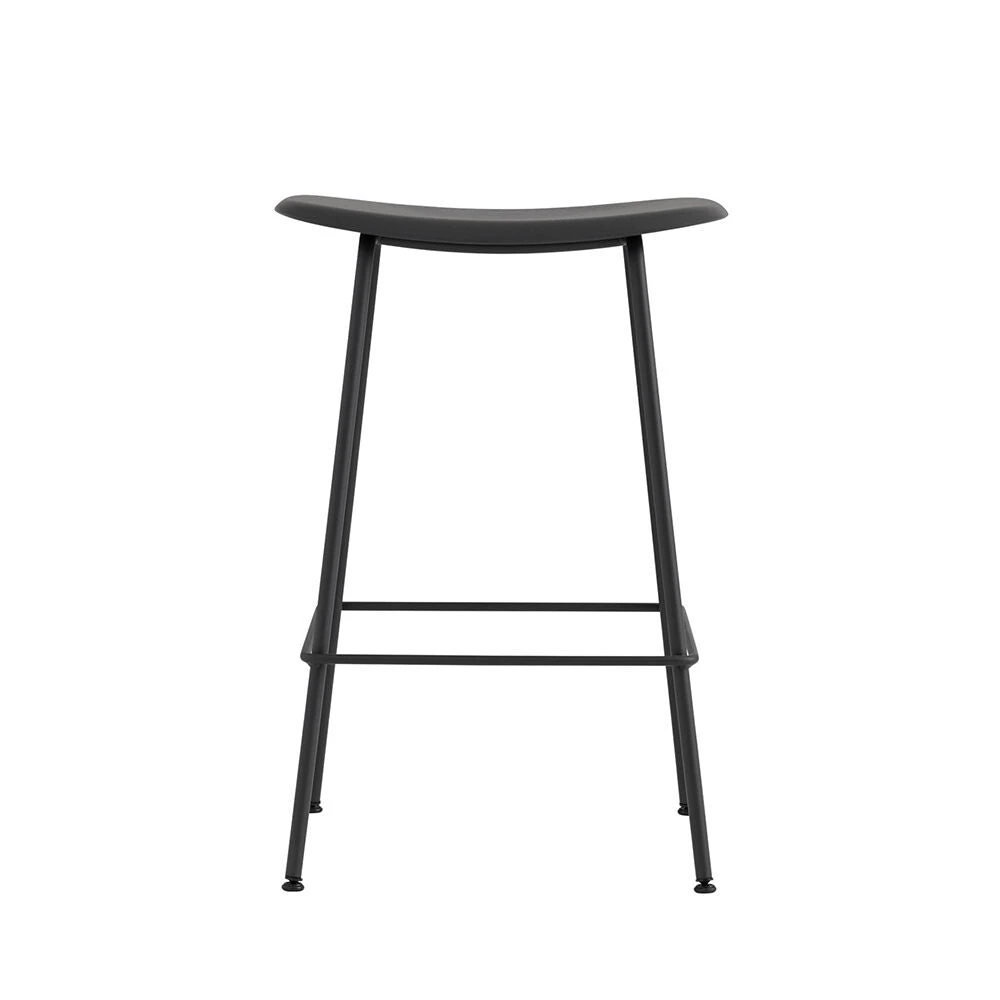 Muuto | Fiber Counter Stool | Tube Base | Black Recycled + Anthracite Black - Image 3