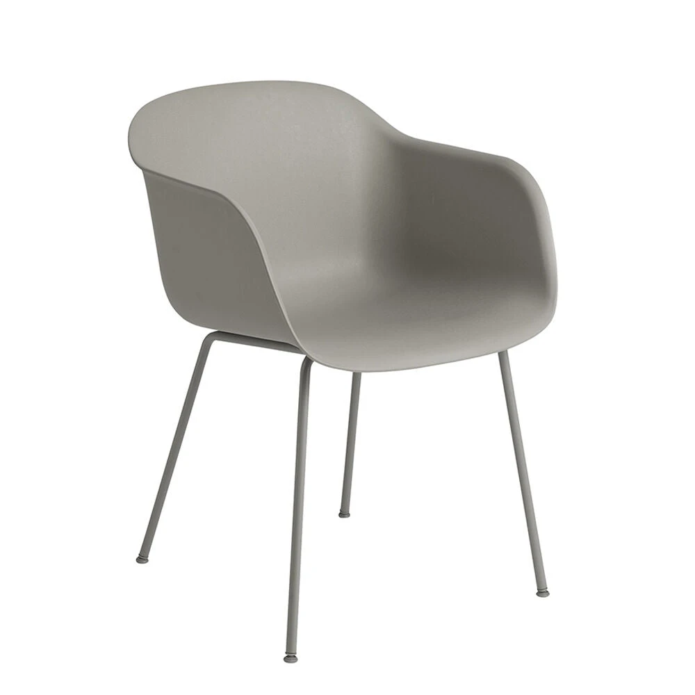 Muuto | Fiber Armchair | Tube Base | Grey Recycled + Grey