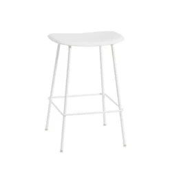 Muuto | Fiber Counter Stool | Tube Base | Natural White Recycled + White