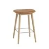 Muuto | Fiber Counter Stool | Wood Base | Cognac Refine Leather + Oak ~ DC