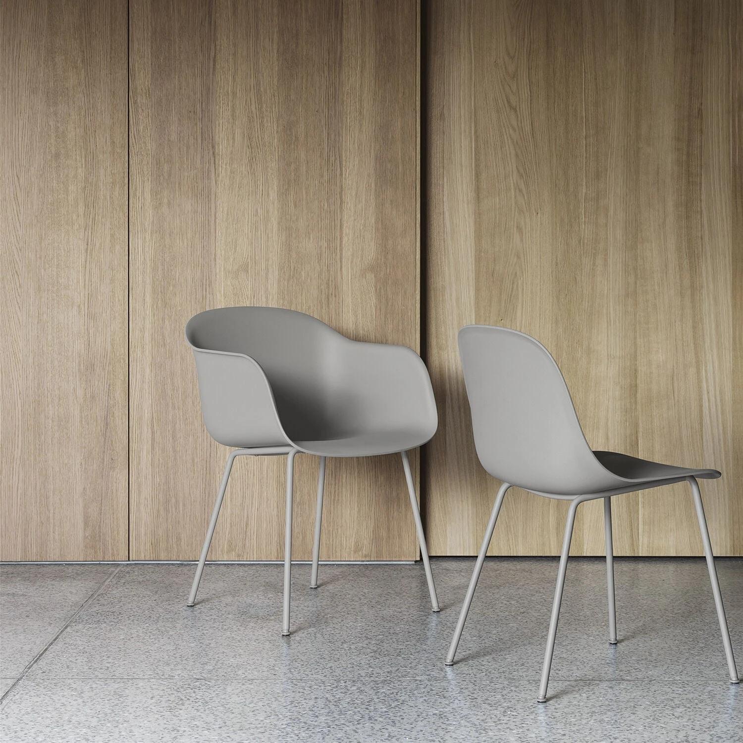 Muuto | Fiber Armchair | Tube Base | Grey Recycled + Grey - Image 2