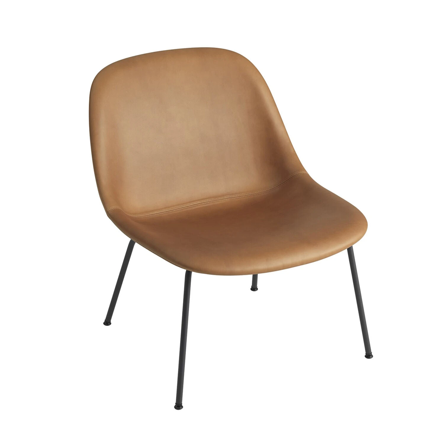 Muuto | Fiber Lounge Chair | Tube Base | Cognac Refine Leather + Anthracite Black ~ DC