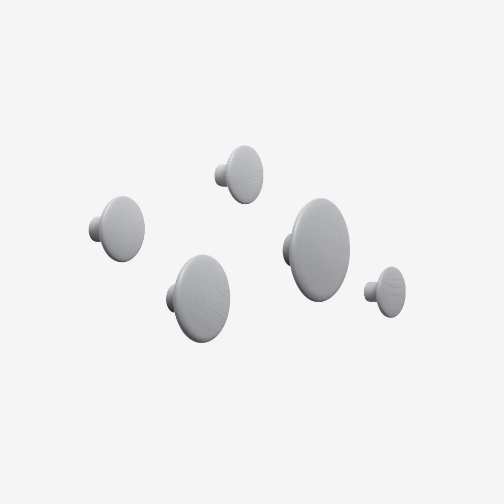 Muuto Dots Hooks Wood Set Grey