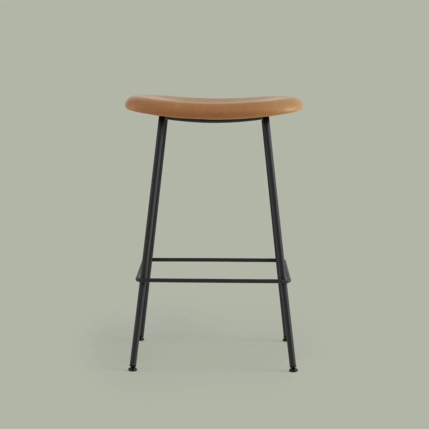 Muuto | Fiber Counter Stool | Tube Base | Cognac Refine Leather + Black ~ DC - Image 5