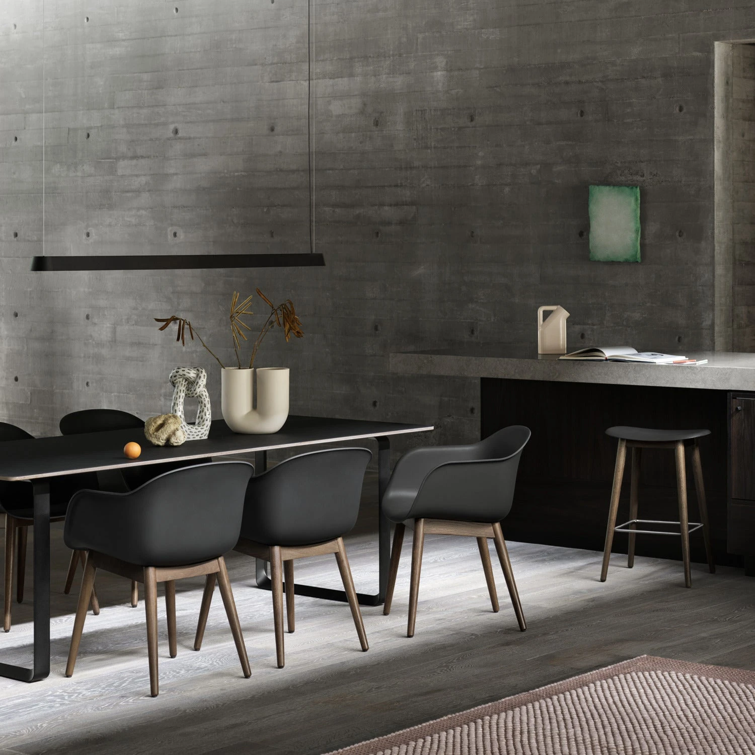 Muuto | Fiber Armchair | Wood Base | Cognac Refine Leather + Stained Dark Brown ~ DC - Image 2