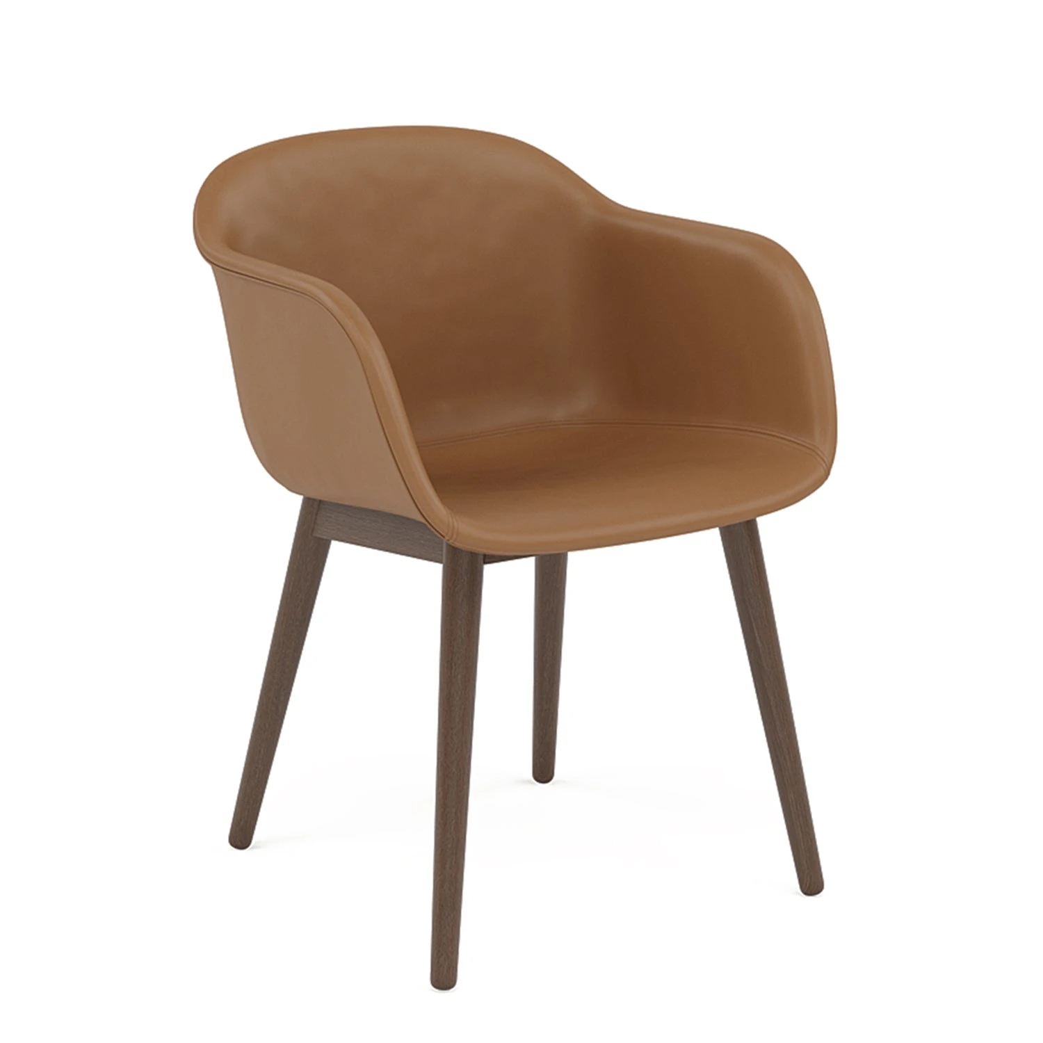 Muuto | Fiber Armchair | Wood Base | Cognac Refine Leather + Stained Dark Brown ~ DC