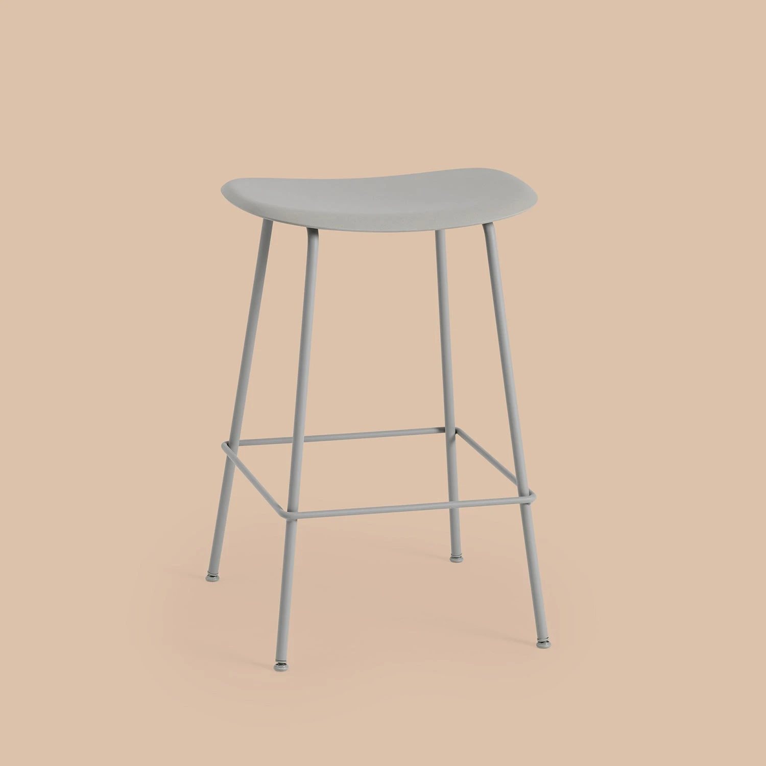 Muuto | Fiber Counter Stool | Tube Base | Grey Recycled + Grey - Image 3