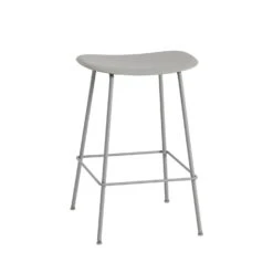 Muuto | Fiber Counter Stool | Tube Base | Grey Recycled + Grey