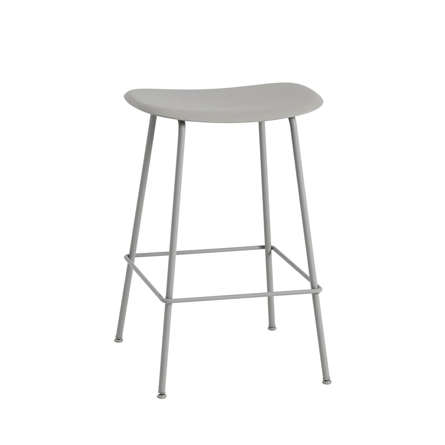 Muuto | Fiber Counter Stool | Tube Base | Grey Recycled + Grey