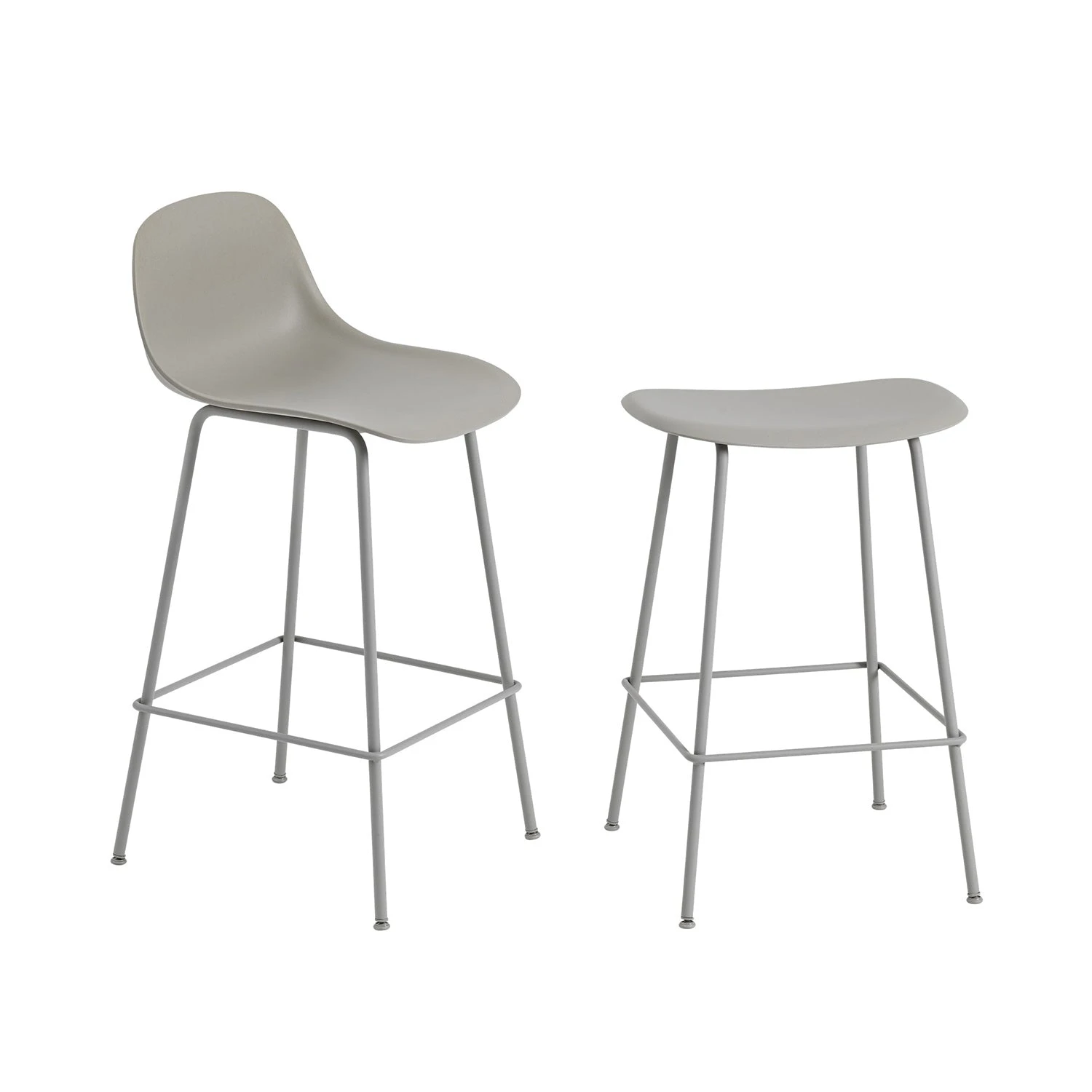 Muuto | Fiber Counter Stool | Tube Base | Grey Recycled + Grey - Image 4