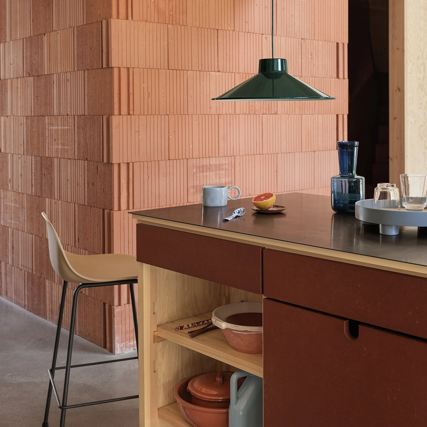 Muuto | Fiber Counter Stool Backrest | Tube Base | Black Recycled + Anthracite Black - Image 3