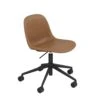 Muuto | Fiber Side Chair Swivel Base | Gas Lift + Castors | Refine Leather Cognac + Anthracite Black Base ~ DC