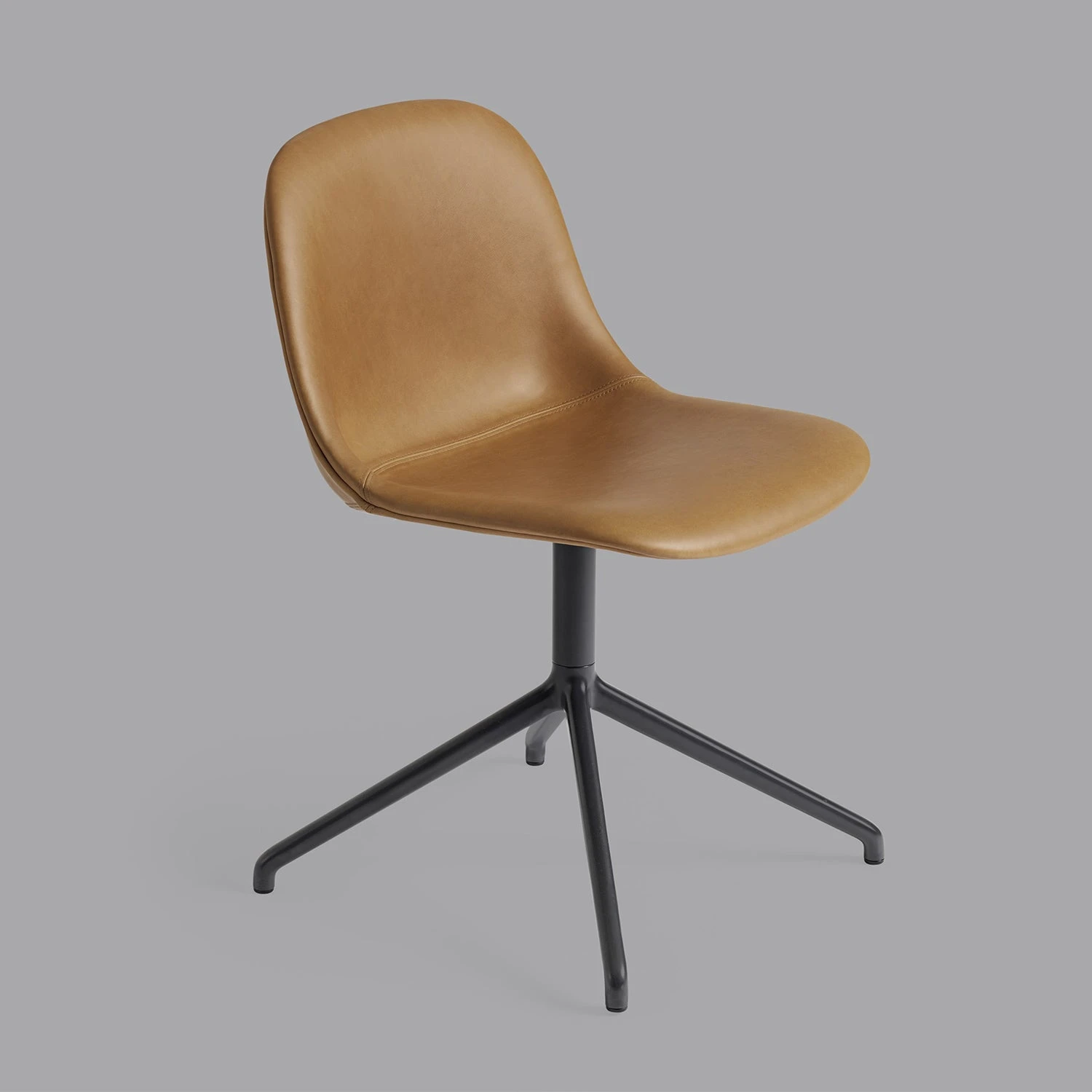 Muuto | Fiber Side Chair | Swivel Base | Cognac Refine Leather + Anthracite Black ~ DC - Image 4