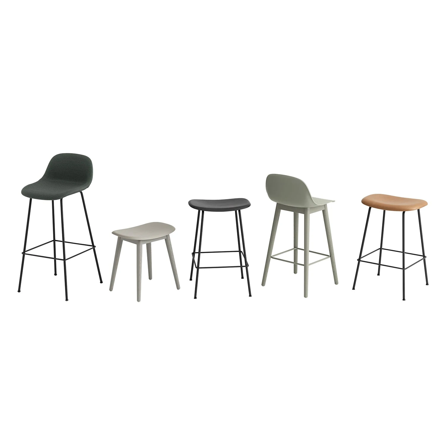 Muuto | Fiber Counter Stool | Tube Base | Black Recycled + Anthracite Black - Image 5