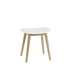 Muuto | Fiber Stool | Wood Base | Natural White Recycled + Oak